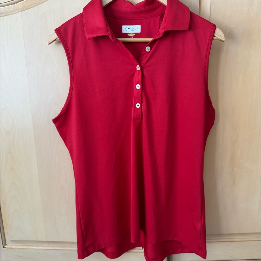 Greg Norman Collection Red Sleeveless Polo Tank Top